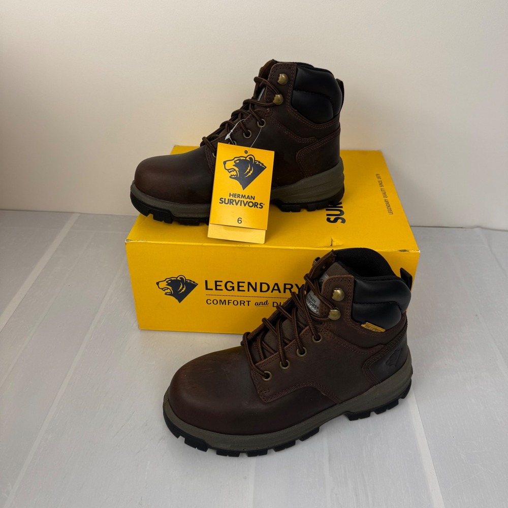 Herman Survivors Iselburg Boots Women 6 Brown Steel Toe Waterproof Work Hiking